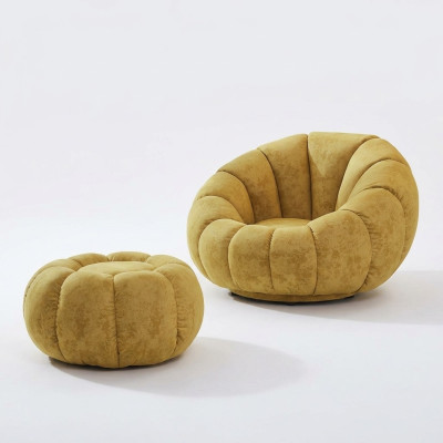 Silla Asiento Diseño Moderno Sala de estar Amarillo Lujo Tela Acolchada Nueva