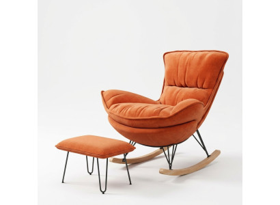 Sillón Diseño Relax Naranja Textil Sala de Estar Tapizado Lujo Individual