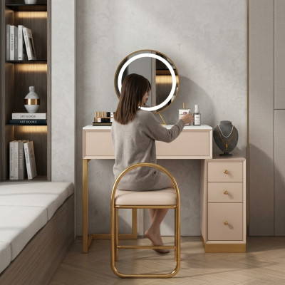 Mesa de maquillaje de diseñador para dormitorio, mesa consola espejo de lujo nueva.