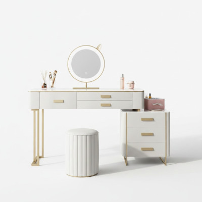 Dormitorio Mesa de tocador Tocador Mesa de cosméticos Espejo Cajones