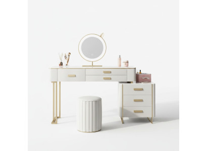 Dormitorio Mesa de tocador Tocador Mesa de cosméticos Espejo Cajones