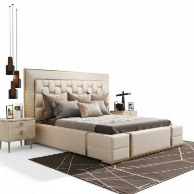 Lujo dormitorio cama tapizada diseño Lujo doble camas muebles nuevo