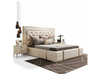 Lujo dormitorio cama tapizada diseño Lujo doble camas muebles nuevo
