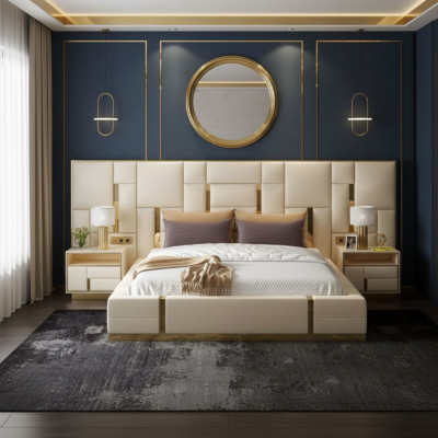 Lujo Dormitorio Cama Acolchado Diseño Lujo Doble Camas Hotel Nuevas