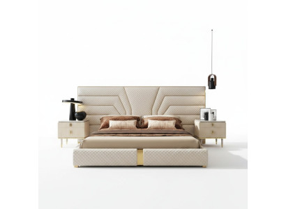 Dormitorio moderno de madera textil camas cama cama tapizada lujo doble