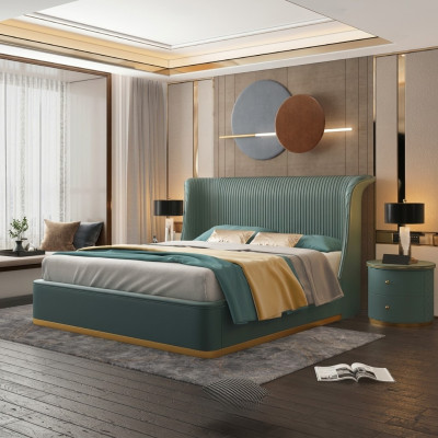 Cama de diseñador Dormitorio Cama Decoración Hotel Lujo Tapizado Nuevo
