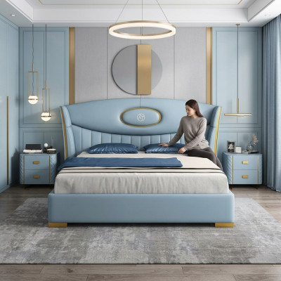 Cama Dormitorio Moderno Estructura de Cama Nuevo Diseño de Tapizado de Cama Muebles de Lujo