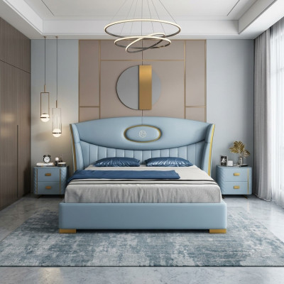 Cama Dormitorio Moderno Estructura de Cama Nuevo Diseño de Tapizado de Cama Muebles de Lujo