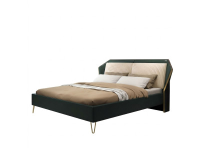 Lujo tela cama matrimonial diseño dormitorio camas metal verde nuevo
