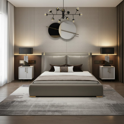 Moderna cama de habitación de lujo doble 180x200 muebles camas equipamiento
