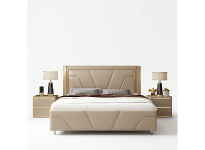 Dormitorio Cama Tapizado Diseño Muebles Lujo Doble Beige Camas Modernas