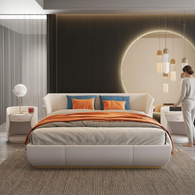 Cama acolchada de diseño de lujo, cama doble dormitorio 180x200cm Nuevo.
