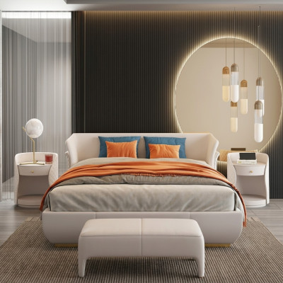 Cama acolchada de diseño de lujo, cama doble dormitorio 180x200cm Nuevo.