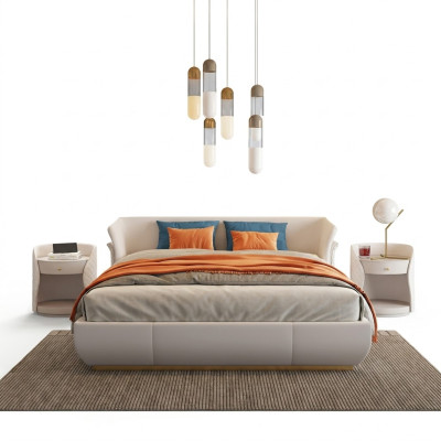 Cama acolchada de diseño de lujo, cama doble dormitorio 180x200cm Nuevo.