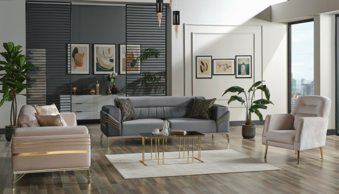 Conjunto exclusivo de sofás 3+3+1 de 3 piezas 2 sofás Sillón Relax Set de lujo.