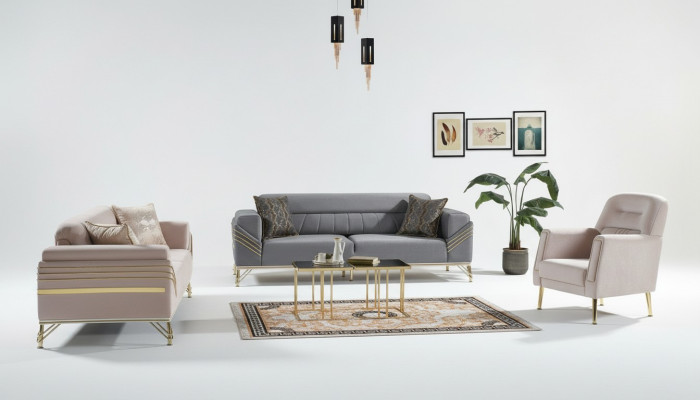 Conjunto exclusivo de sofás 3+3+1 de 3 piezas 2 sofás Sillón Relax Set de lujo.