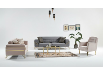 Conjunto exclusivo de sofás 3+3+1 de 3 piezas 2 sofás Sillón Relax Set de lujo.