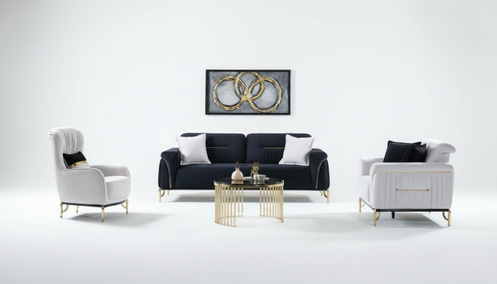Diseño de sala de estar Set Sofá 3+3+1 Muebles de salón Conjuntos de muebles de terciopelo