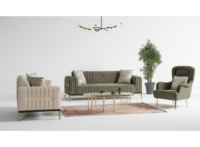 Conjunto exclusivo de sofás 3+3+1, 3 piezas 2 sofás Sillón Relax Set de lujo.