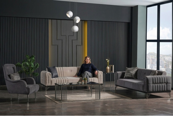 Sofá de 3 plazas + 3 plazas + 1 tapizado en textil moderno completo sillón sofá de 3 plazas de lujo nuevo.