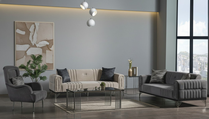 Sofá de 3 plazas + 3 plazas + 1 tapizado en textil moderno completo sillón sofá de 3 plazas de lujo nuevo.