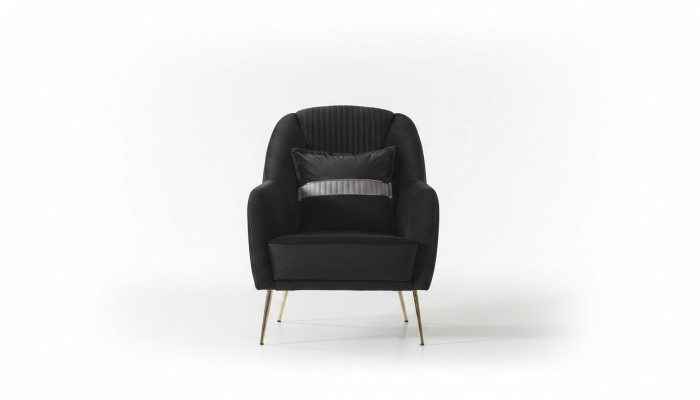 Sofá elegante, sillón, conjunto de sofá negro Relax de 2 piezas, muebles de salón.