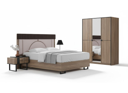 Juego de dormitorio de lujo Cama completa + 2 mesitas de noche 3 piezas Set moderno Nuevo.