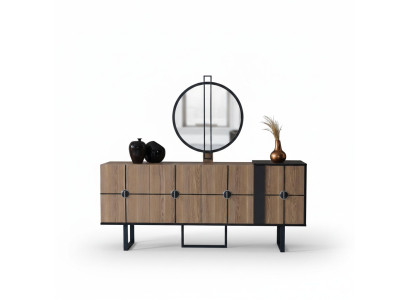 Cómoda aparador con espejo conjunto de lujo de madera de 193 cm.