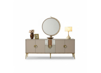 Aparador armario marrón de alto brillo muebles de madera lujo cómoda aparador