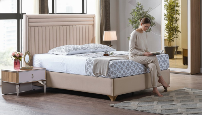 Juego de dormitorio moderno cama + 2 mesitas de noche Diseño muebles 3 piezas. Nuevo UE.