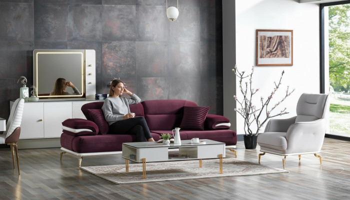 Conjunto de sofá de 3 plazas + 1 sillón, moderna sala de estar relajante conjunto de muebles