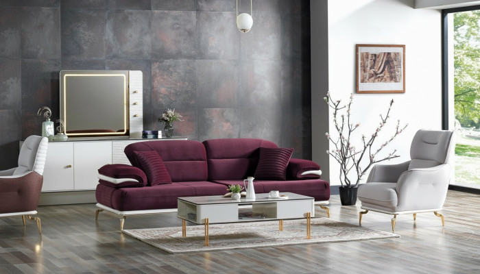 Conjunto de sofá de 3 plazas + 1 sillón, moderna sala de estar relajante conjunto de muebles