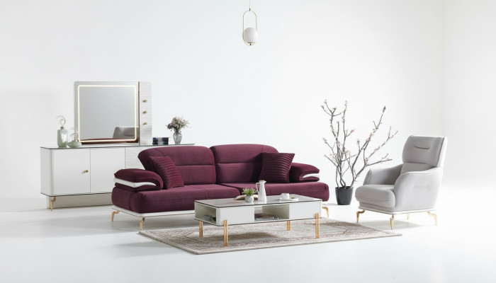 Conjunto de sofá de 3 plazas + 1 sillón, moderna sala de estar relajante conjunto de muebles