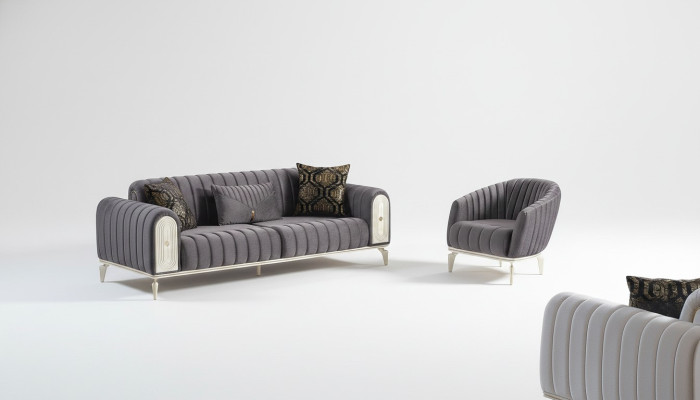 Muebles elegantes conjunto de sofás 3+1 Mesa de centro Sofá Sofás Sillones Gris