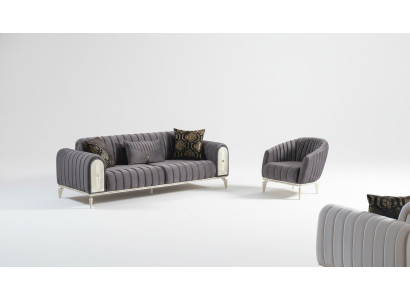 Muebles elegantes conjunto de sofás 3+1 Mesa de centro Sofá Sofás Sillones Gris