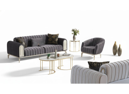 Sofá de 3 plazas más 1 sillón, conjunto de sillones modernos de relax en gris.