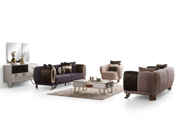 Prestigiosa sala de estar de 3+3+1, conjunto de sala de estar con dos sofás y sillón nuevos.