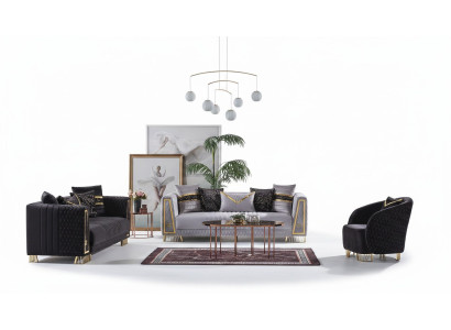 Sofá de 3 + 3 + 1 plazas estilo Chesterfield barroco Juego de sala Set 3 piezas. Sofá Relax