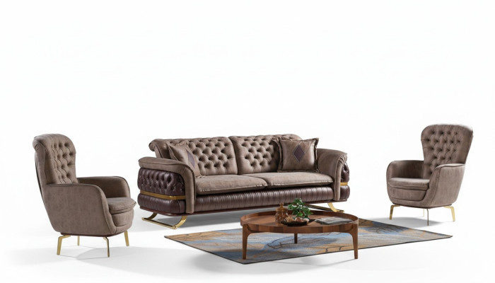 Sofá de diseño 3+3+1 asientos Sofá Tapizado Conjunto de sofás Chesterfield