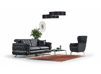 Conjunto de sofás de 3 plazas + 1 butaca, conjunto Chesterfield de sillones de relax, muebles nuevos.