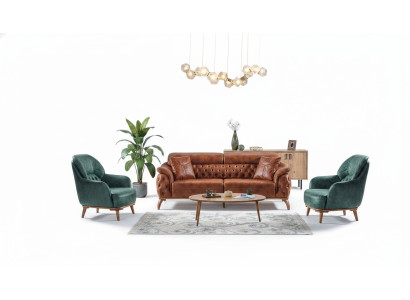Conjunto clásico de sofás de 3 plazas + 3 plazas + 1 plaza Chesterfield, sofá de muebles con sillón reclinable.