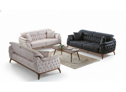 Conjunto de sofás de 3+3+1 plazas, estilo moderno con sillón reclinable tipo Chesterfield, estilo moderno, 3 piezas, nuevo.