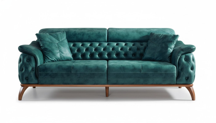 Sofá de diseño Chesterfield de lujo de 3 plazas, sofá tapizado en tela nuevo.