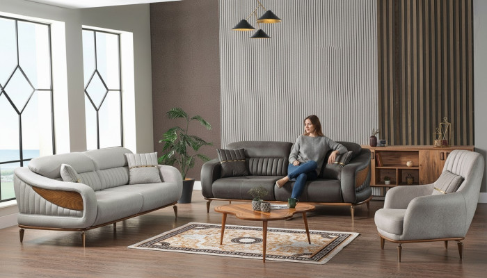 Sofá conjunto 3+3+1 asiento moderno Sillón Relax Estilo moderno 3 piezas Lujo Sala de estar Nueva