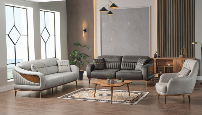 Sofá conjunto 3+3+1 asiento moderno Sillón Relax Estilo moderno 3 piezas Lujo Sala de estar Nueva