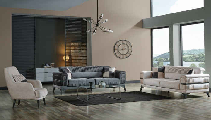 Conjunto de sofás 3+3+1 de madera para sala de estar de lujo, sofá moderno de tela nuevo completo.