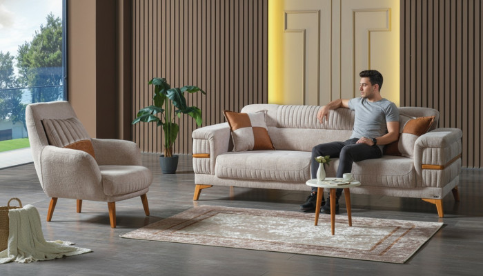 Sofá moderno de 3+1 plazas con sillón relax en estilo moderno, juego de 2 piezas de lujo para sala de estar.