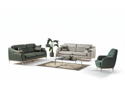 Conjunto de sofá 3+3+1 asientos Juego de sala completo Sofá Sillón Madera EU