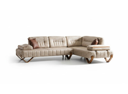Sofá esquinero conjunto de salón color beige en forma de L, sofá nuevo, sofá esquinero de lujo para la sala de estar, nuevo.