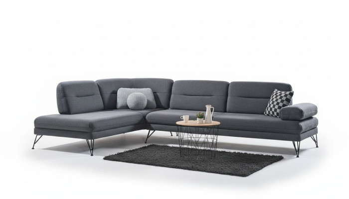 Sofá esquinero en forma de L de tela, sofá esquinero Premium, sofá tapizado en forma de L, moderno.